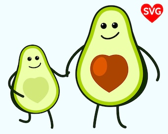 Adorable Avocado Kid and Mom SVG File, cute Avocado Mom and Avocado Baby clipart for Mother's Day or Cinco de Mayo