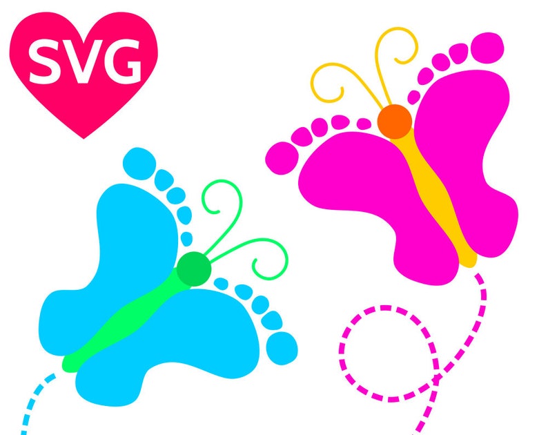 Baby Footprint Butterfly Svg File Printable Birthday Shower Etsy