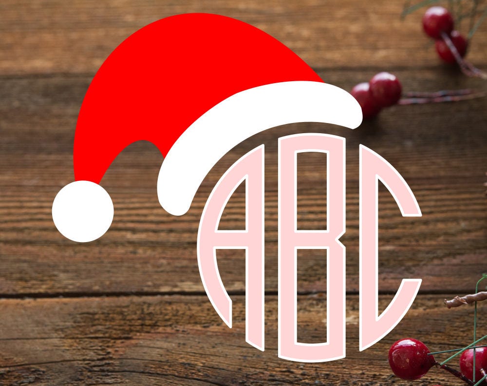 Santa Hat SVG Monogram Frame for Cricut & Silhouette, Santa Hat Santa Hat SVG Monogram Frame for Cricut & Silhouette, Santa Hat