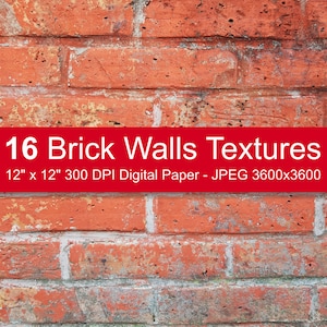 16 Brick Walls Textures, Brick Digital Paper Pack, Brick Wall Download ...