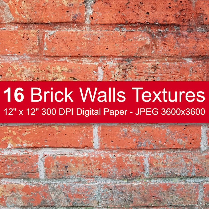 16 Brick Walls Textures Brick Digital Paper Pack Brick Wall Etsy