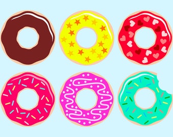 Set of 6 Assorted Donuts SVG files for Cricut and Silhouette