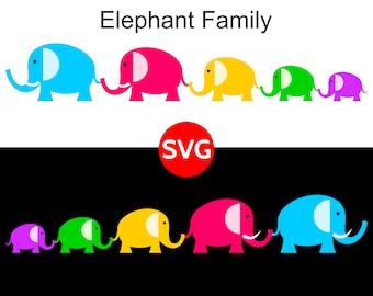 Elephant Family SVG File and printable clipart