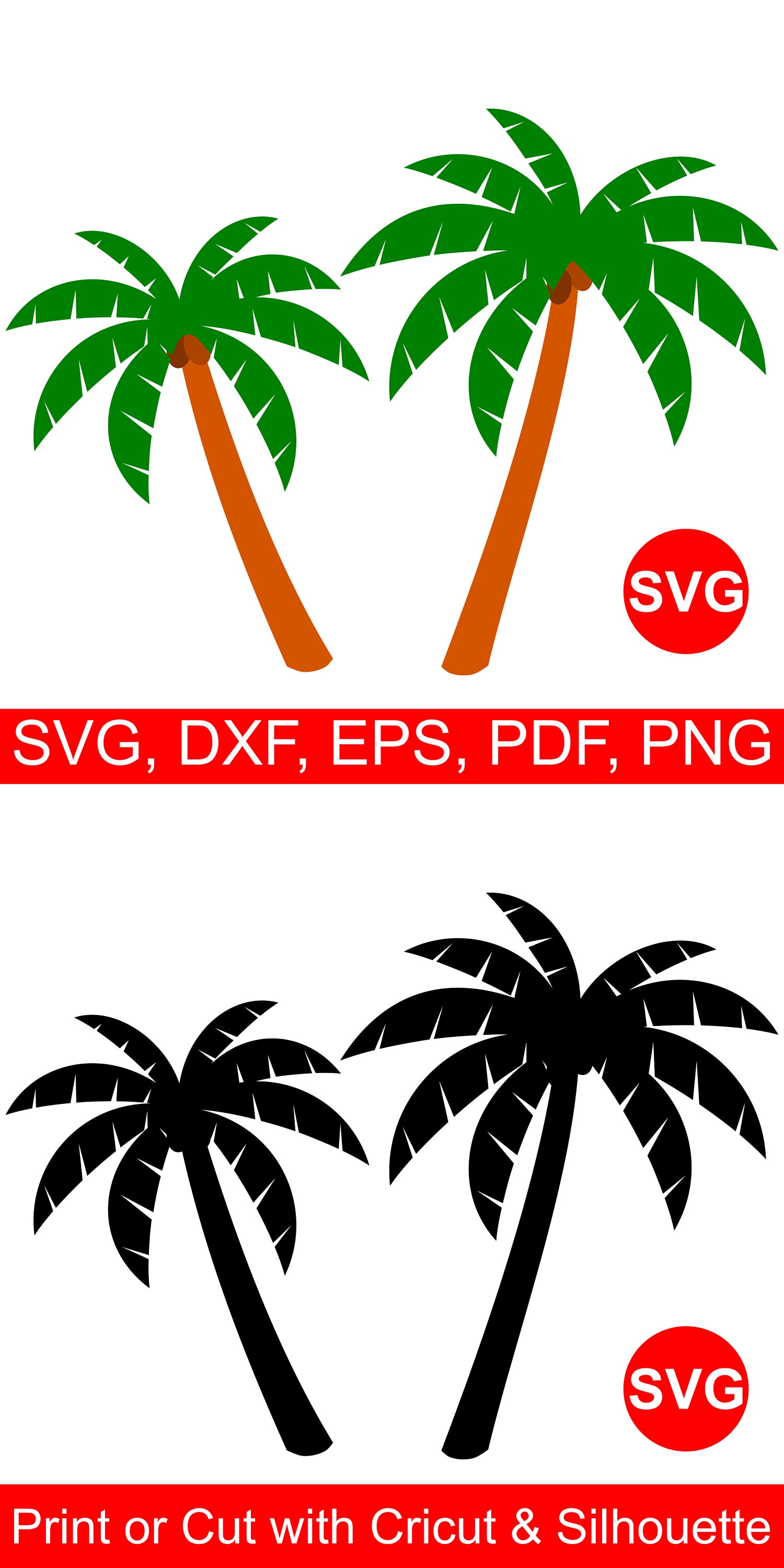 Download Palm Tree SVG File for Cricut, 2 Palm Tree clipart printables and SVG cut files