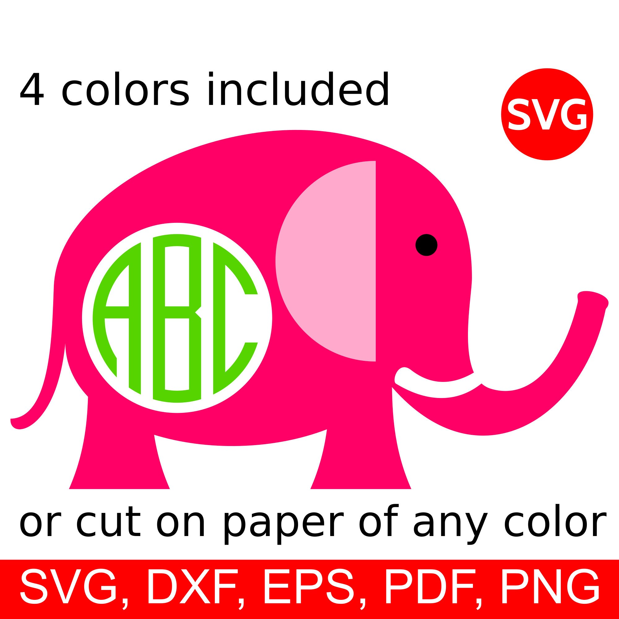 Round Elephant Monogram Frame SVG file for Cricut & Silhouette, make