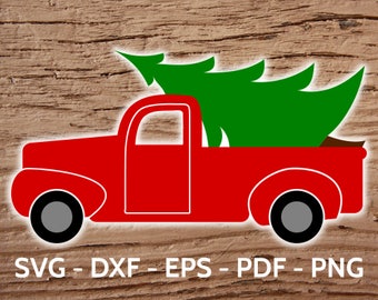 Christmas Truck SVG file - Cricut SVG Christmas Tree Farm Delivery Truck - Red Vintage Truck SVG - Merry Christmas!