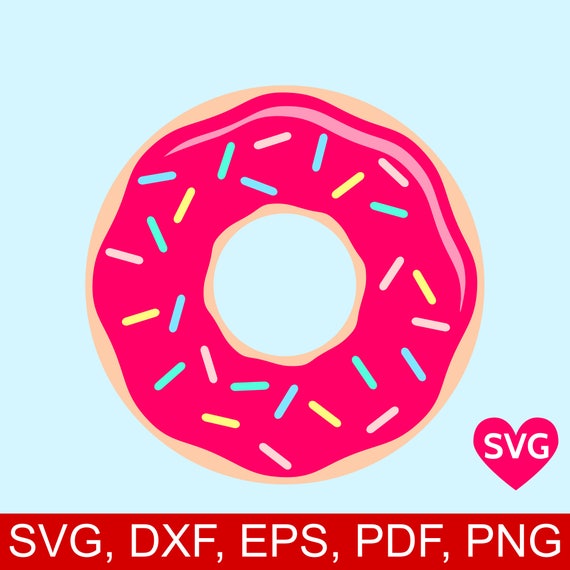 Sprinkle Donut SVG file, Sprinkle Donut clipart, Strawberry Donut DXF, Printable Donut PDF, svg donut design, donut cut file for Cricut