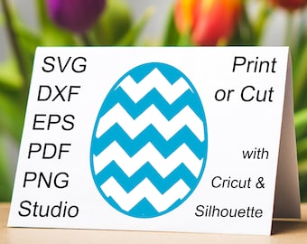 Chevron Easter Egg SVG file for Cricut and Silhouette and Chevron Easter Egg printable clipart in PDF and PNG to make Easter Egg cards