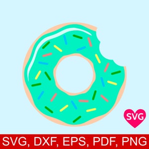 Half Eaten Donut SVG file for Cricut and Silhouette, Donut Bite SVG design, Sprinkle Doughnut SVG file, Green Donut clipart, Printable pdf