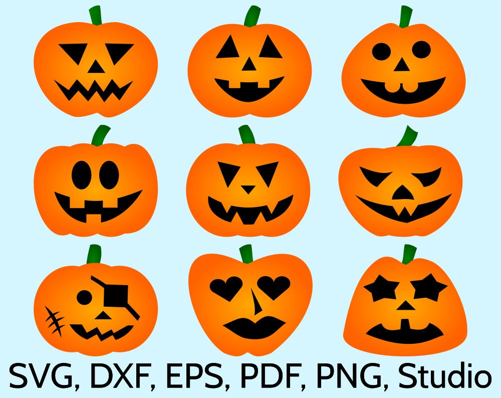 9 Halloween Pumpkins SVG files for Cricut & Silhouette ...