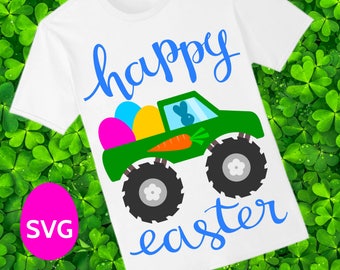 Happy Easter Monster Truck SVG file to make a cute Easter Shirt for Boy to wear for the Easter Egg Hunt