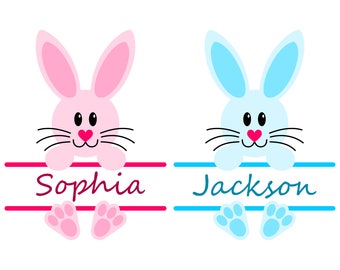 Easter Bunny SVG Monogram Frames for Girl and Boy, SVG files for Cricut and Silhouette