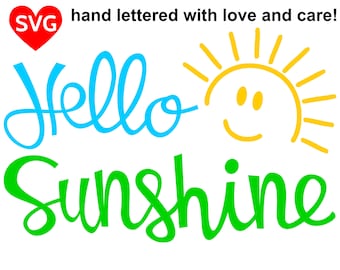 Hello Sunshine SVG File for Cricut, Hello Sun SVG, Hello Sunshine Clipart, Hello Sunshine Shirt SVG Design, Hello Sunshine Print, Summer Svg