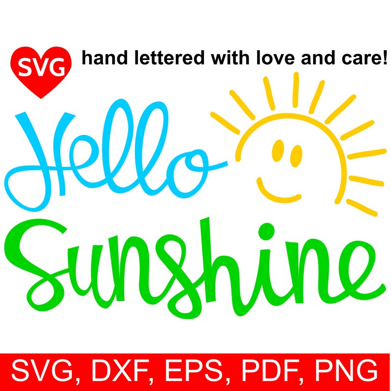 Hello Sunshine SVG File for Cricut Hello Sun SVG Hello Etsy