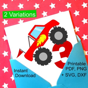 3rd Birthday Boy SVG File, Monster Truck Birthday SVG, Printable 3rd Birthday Clipart, 3rd Birthday Shirt Invitations Design Télécharger