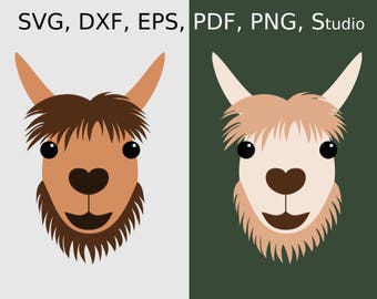 Llama SVG file for Cricut & Silhouette, Llama face SVG, Llama clipart PDF, Llama head svg cut file, Llama printable art, Llama dxf file