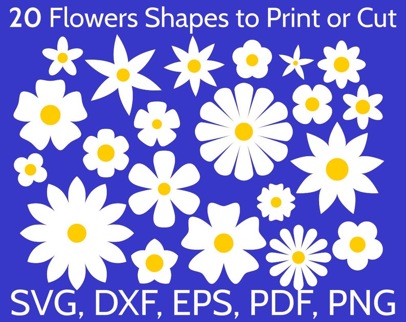 Download 20 SVG Flowers Shapes to Print or Cut with Cricut & | Etsy