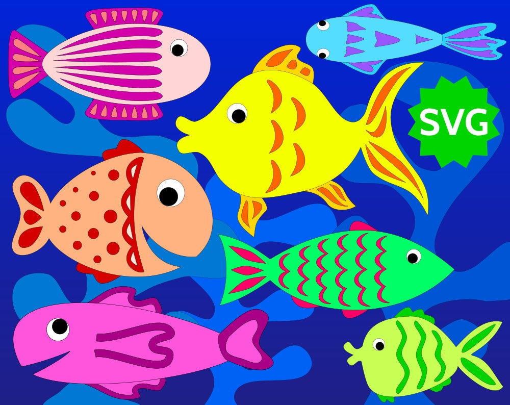Download 7 Assorted SVG Fishes 3 Algae. Fish clipart / Aquatic plants for Sea, Ocean, Underwater ...