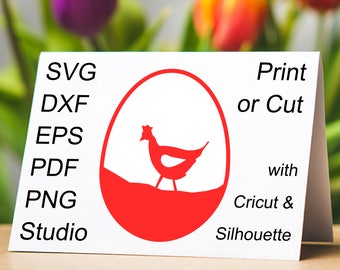 Hen inside a Easter Egg SVG file, a beautiful Easter Egg design with the silhouette of a Hen, to print or cut with a Cricut