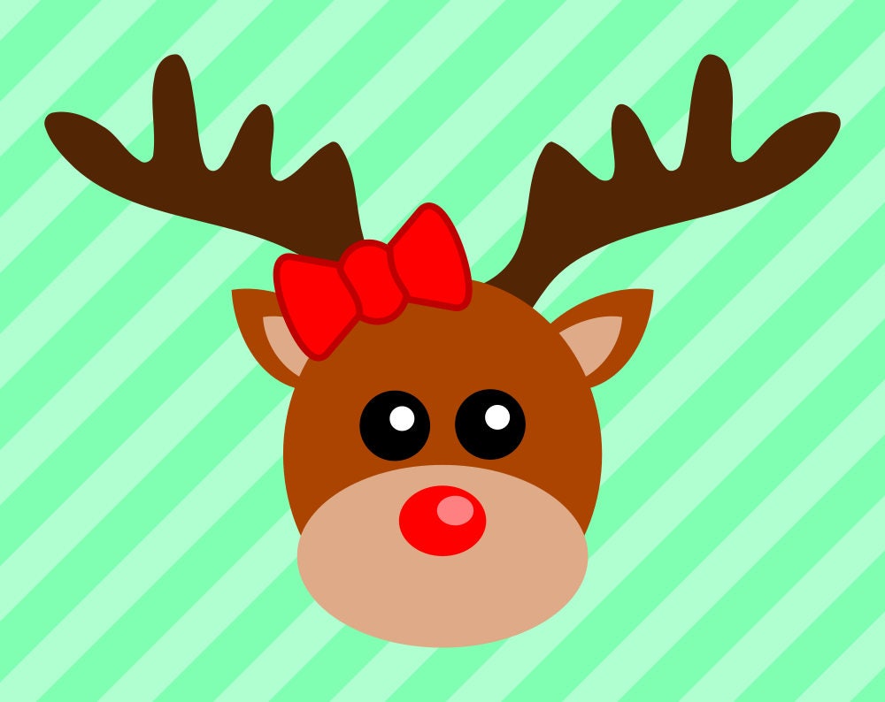 Download Lady Reindeer Face SVG file with bow tie / knot, Miss ...