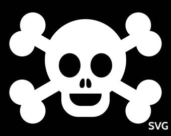 Happy Pirate Flag SVG file, Skull and Bones clipart printable and cut file to make Pirate gifts and invitations for Pirate Birthday parties