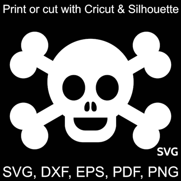 Happy Pirate Flag SVG file, Pirate SVG, Skull and bones SVG, Pirate Birthday Svg, Pirate Party Svg, Printable Pirate Flag clipart pdf dxf