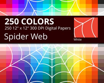 Halloween Spider Web Digital Paper Pack, 250 Colors Halloween Digital Paper Spider Web Pattern, Spiderweb Backdrop,  White Spider Web