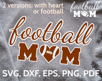 Football Mom SVG Design - SVG Football Mom cut file for Cricut & Silhouette - Football heart clipart - svg, dxf, eps, png, pdf files