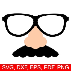 Fake Nose Mustache en Glasses SVG bestand voor April Fool's Day, Joke Nose clipart, April Fools Afdrukbare Prank neus, Disguise Svg, Kostuum Svg