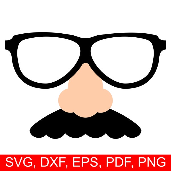 Fake Nose Mustache and Glasses SVG file for April Fool's Day, Joke Nose clipart, April Fools Printable Prank nose, Disguise Svg, Costume Svg