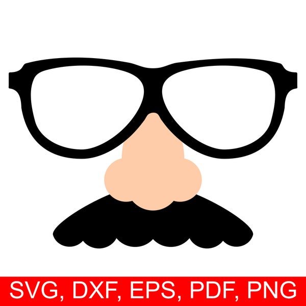 Bigote de nariz falso y gafas SVG archivo para el Día de los Inocentes, Clipart de Nariz de Broma de Broma, Nariz de Broma Imprimible de April Fools, Disfraz Svg, Disfraz Svg