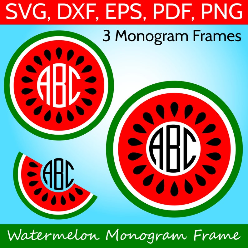 Download Watermelon Monogram SVG file for Cricut and Silhouette | Etsy