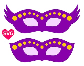 Mardi Gras mask SVG files, set of 2 Venitian masks printable clipart