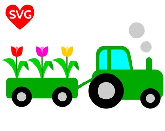 Spring Train with Tulips SVG File for Cricut and Silhouette