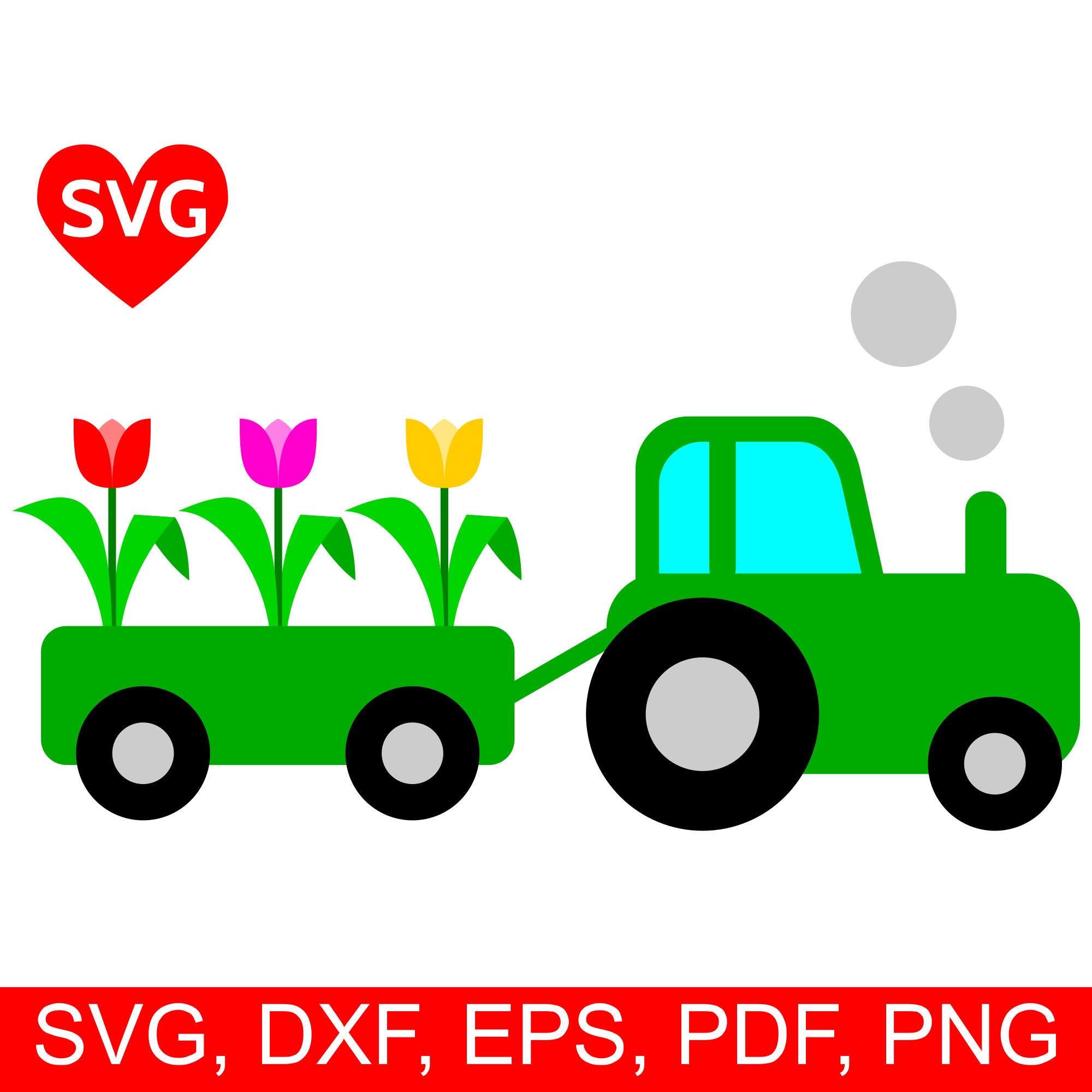 Download Spring Train with Tulips SVG File for Cricut and Silhouette