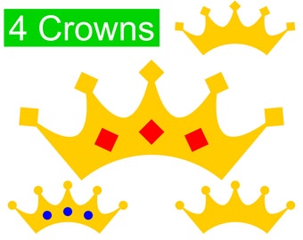 4 Crown SVG Bundle, Gold Crowns and Tiaras with Diamonds and Gems SVG files for Cricut & Silhouette