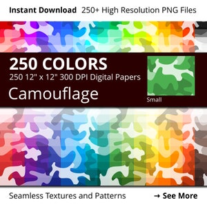 Camo Digital Paper Pack, 250 Colors Camouflage Digital Paper Camo Pattern, Small Camo Design, Camo Backdrop, Camouflage Seamless Pattern