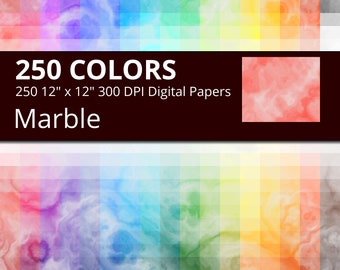 250 Marble Digital Paper Pack with 250 Colors, Rainbow Colors Marble Texture with Marble Veins Pattern Scrapbooking Paper Download