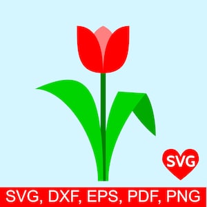 Tulip SVG File for Cricut and Silhouette, Tulip Flower SVG cut file, Tulip clipart, Tulip printable, Tulip DXF, Yellow, Pink, Red Tulip png