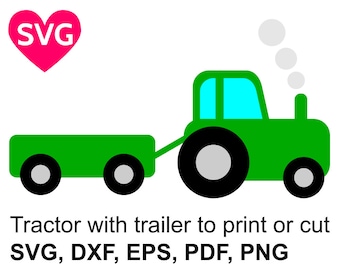 Farm Tractor with trailer SVG file for Cricut & Silhouette