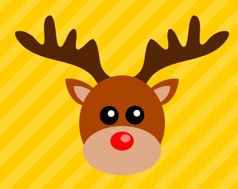 Download Free SVG Cut File - Reindeer Face SVG file, a very cute Rudolph He...