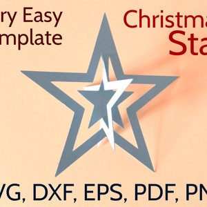 3D Papier Weihnachtsstern SVG und PDF-Vorlage, 3D-Weihnachtsstern-Design, Chrismas SVGs, Papercraft, einfache DIY Weihnachten Handwerk