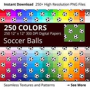 Soccer Balls Digital Paper Pack, 250 couleurs Digital Paper Soccer Balls Download, Rainbow Soccer Digital Papers, Sports Digital Papers