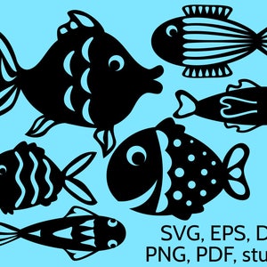 SVG Fish Cut Files para Cricut & Silhouette. Diseño de peces vectoriales para corte. Diseños SVG de verano.