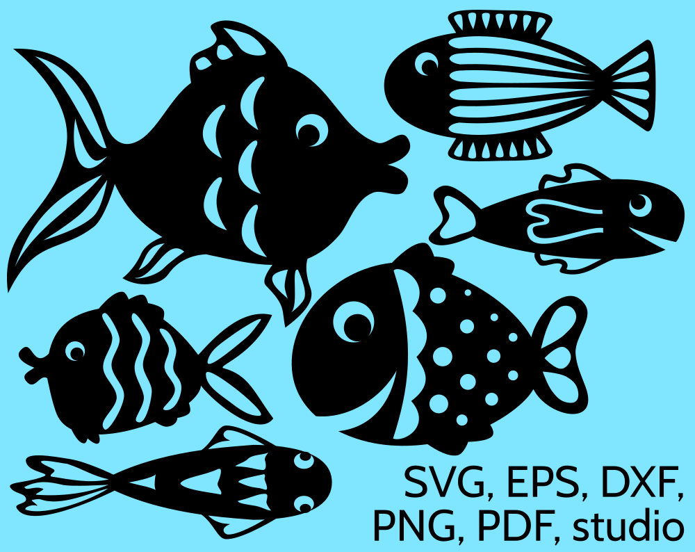 Download SVG Fish Cut Files for Cricut & Silhouette. Vector fishes design for cutting, perfect for summer ...