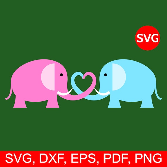 Download Love Elephants Svg File Elephant Heart Svg Lovely Elephant Etsy