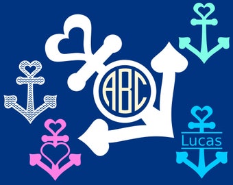 Love Anchor SVG File + SVG Monogram Frames - Nautical Clipart - SVG Anchor for Cricut and Silhouette