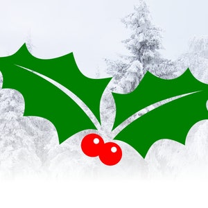 Holly SVG Christmas cut file for Cricut & Silhouette - SVG Holly with leaves and berries - Christmas SVG files