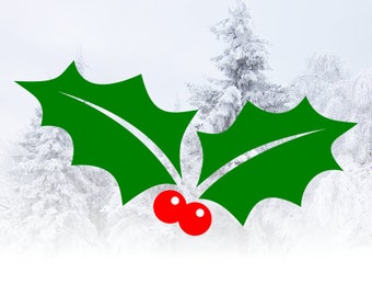 Holly SVG Christmas cut file for Cricut & Silhouette - SVG Holly with leaves and berries - Christmas SVG files