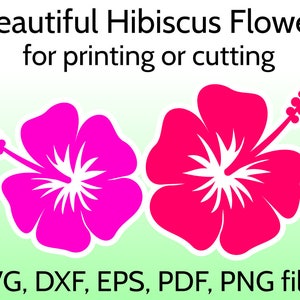 Hibiskus SVG BlumenSchnittDatei für Cricut & Silhouette, Tropische Blumen Clipart, Hawaian Blumen, Hawaii SVG Blume, Hibiskus Design